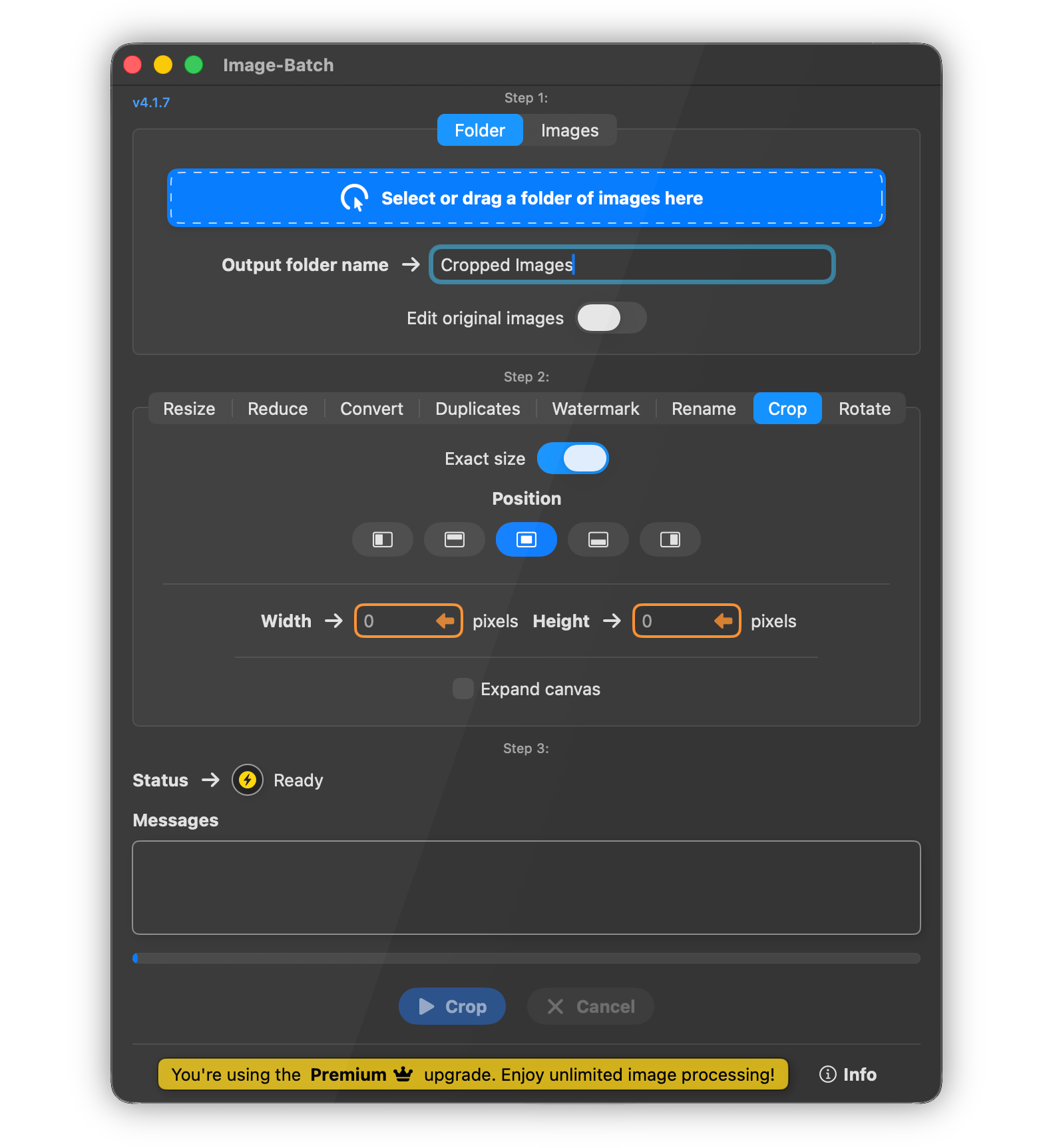 Image-Batch Crop by Size Feature